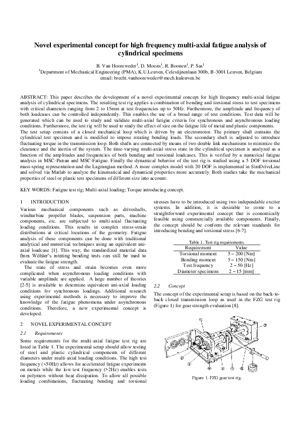 (PDF) Novel experimental concept for high frequency multi-axial fatigue ...