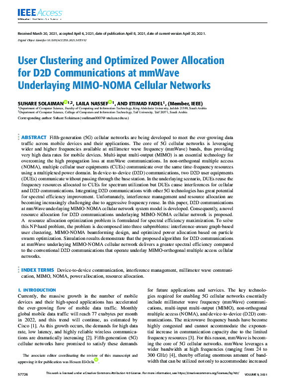 (PDF) User Clustering and Optimized Power Allocation for D2D ...