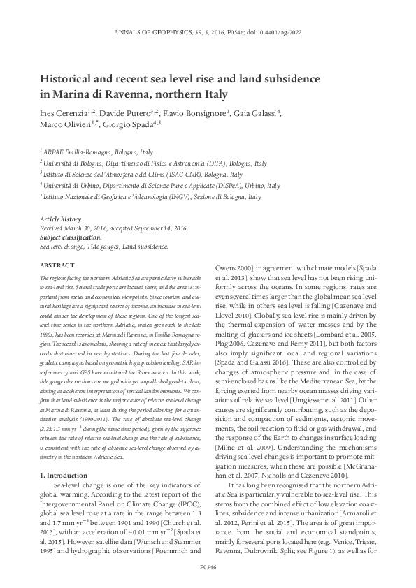 (PDF) Historical and recent sea level rise and land subsidence in ...