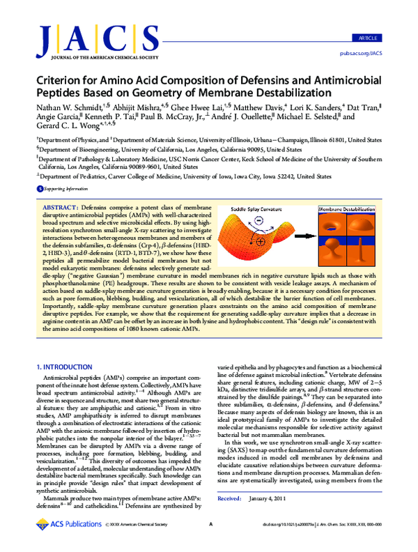 (PDF) Criterion for Amino Acid Composition of Defensins and ...