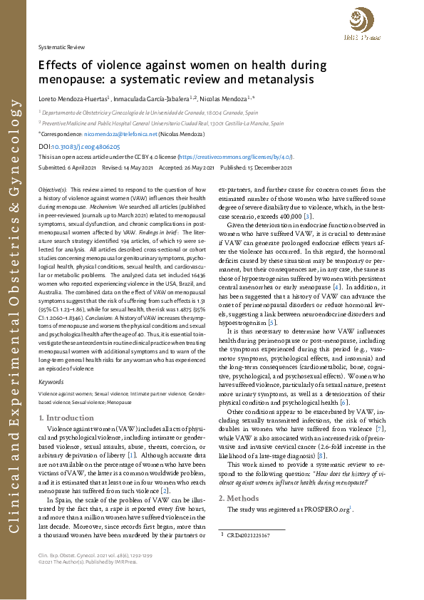 (PDF) Effects of violence against women on health during menopause: a ...