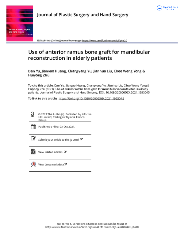 (PDF) Use of anterior ramus bone graft for mandibular reconstruction in ...