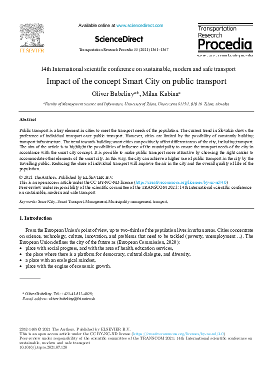 (PDF) Impact of the concept Smart City on public transport