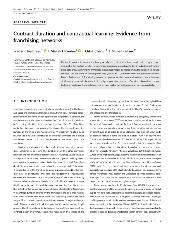 (PDF) Contract duration and contractual learning: Evidence from ...