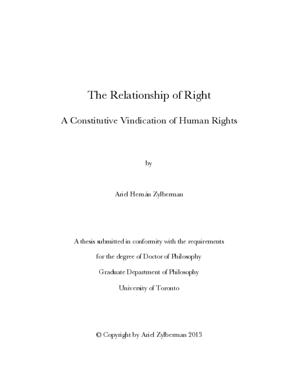 (PDF) The Relationship of Right: A Constitutive Vindication of Human Rights