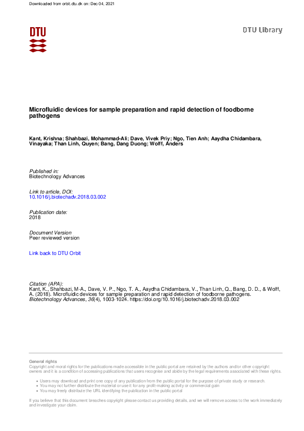(PDF) Microfluidic devices for sample preparation and rapid detection ...