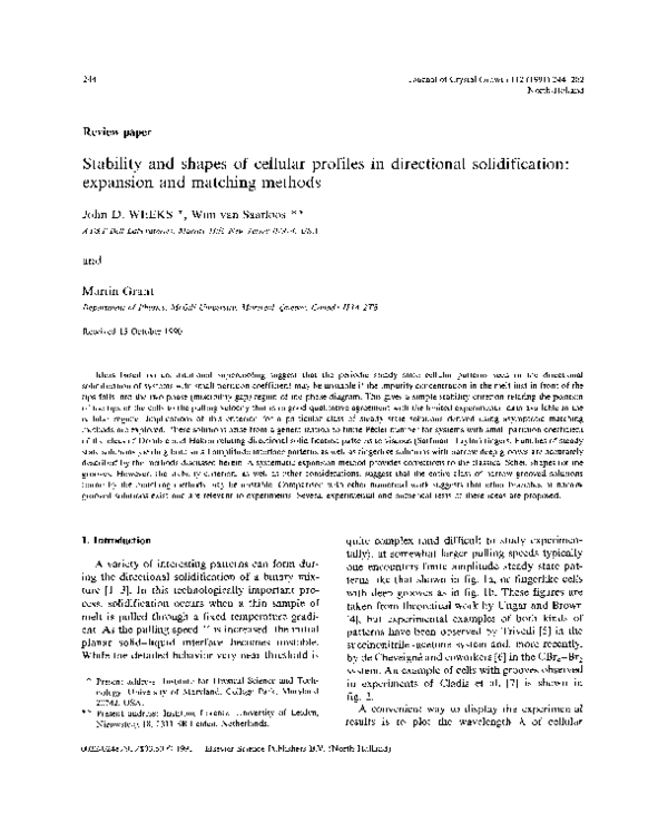 (PDF) Stability and shapes of cellular profiles in directional ...