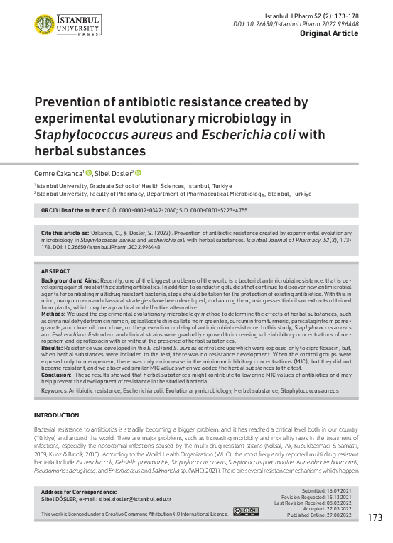 (PDF) Prevention of antibiotic resistance created by experimental ...