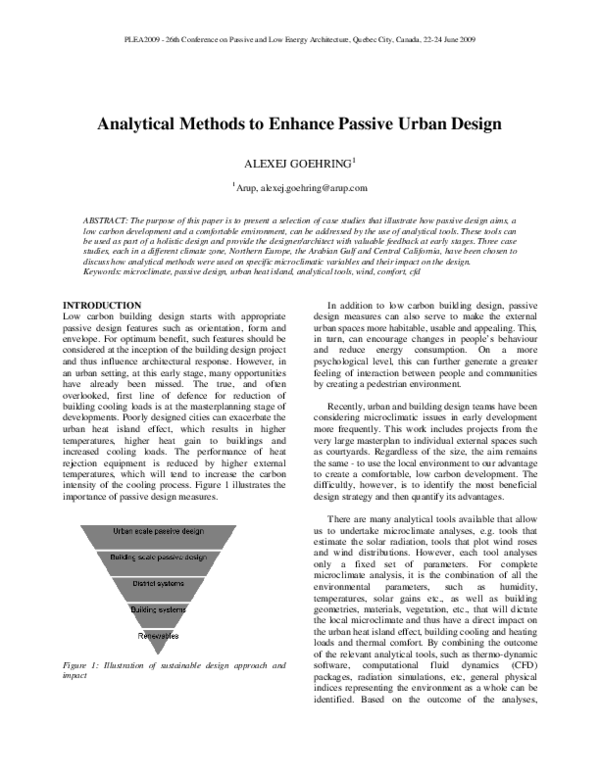 (PDF) Analytical Methods to Enhance Passive Urban Design