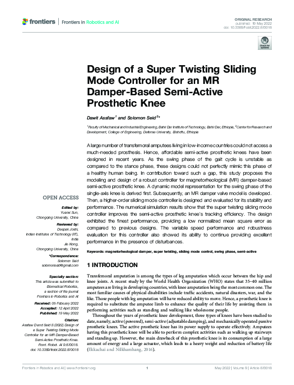 (PDF) Design of a Super Twisting Sliding Mode Controller for an MR ...