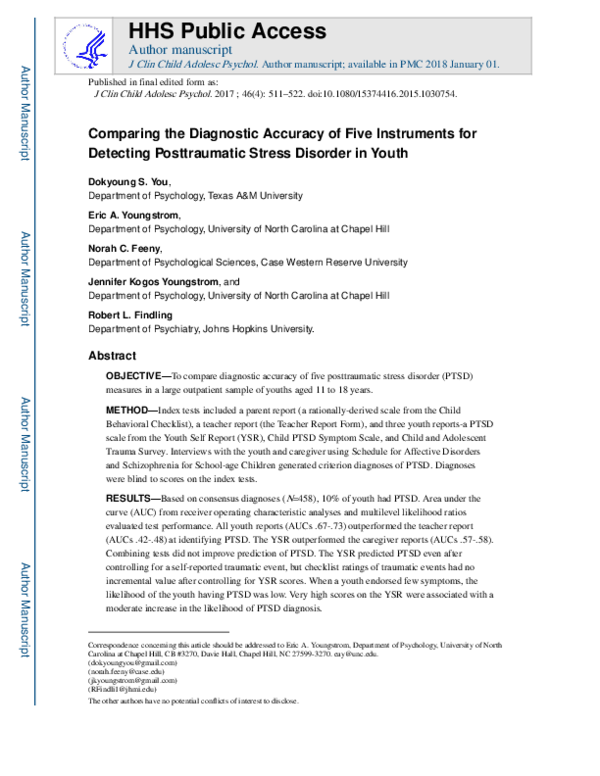 (PDF) Comparing the Diagnostic Accuracy of Five Instruments for ...