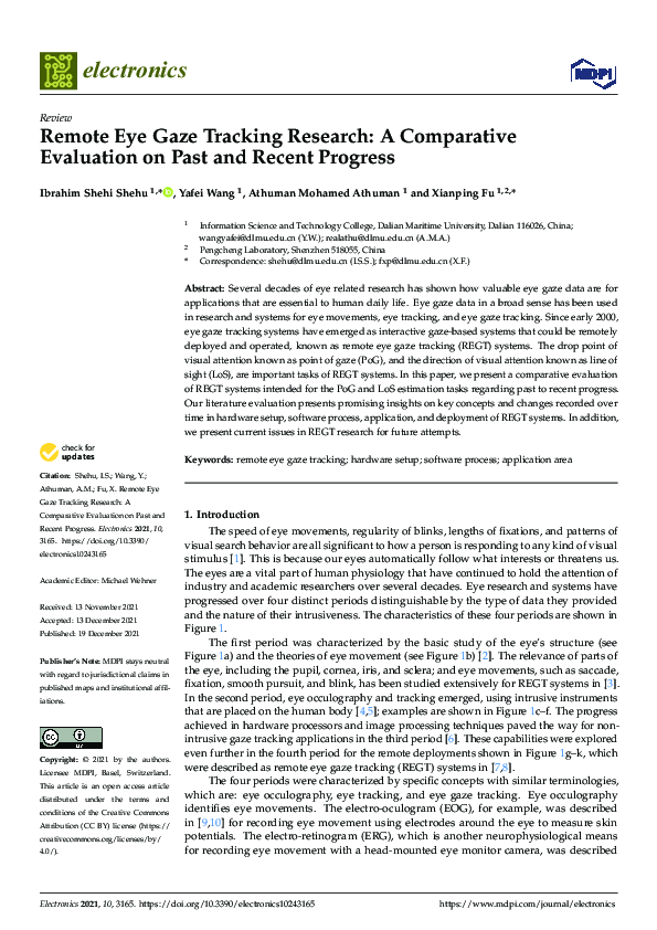 (PDF) Remote Eye Gaze Tracking Research: A Comparative Evaluation on ...