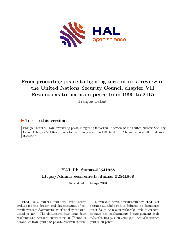 (PDF) From promoting peace to fighting terrorism : a review of the ...