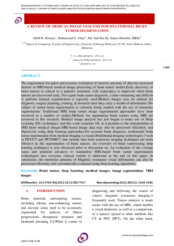 (PDF) A REVIEW OF MEDICAL IMAGE ANALYSIS FOR MULTIMODAL BRAIN TUMOR ...