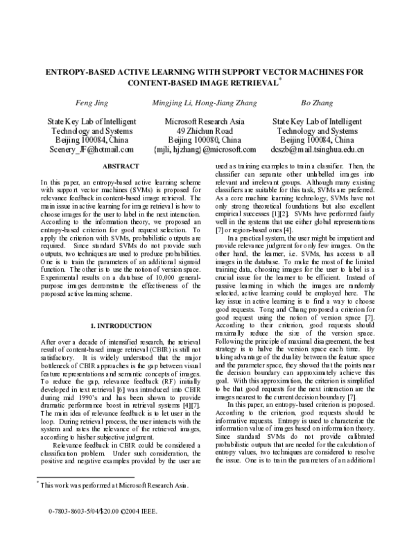 (PDF) Entropy-based active learning with support vector machines for ...