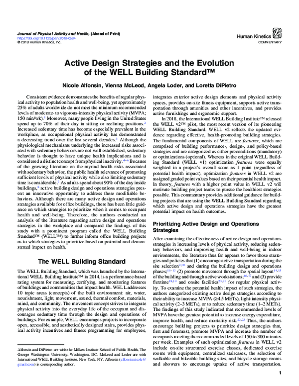 (PDF) Active Design Strategies and the Evolution of the WELL Building ...