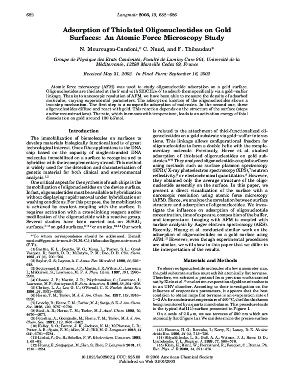 (PDF) Adsorption of Thiolated Oligonucleotides on Gold Surfaces: An ...
