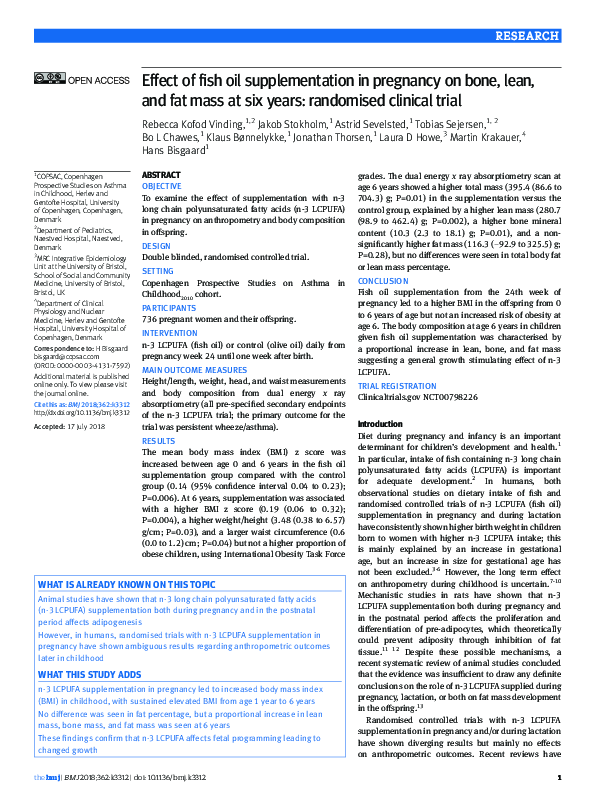 (PDF) Effect of fish oil supplementation in pregnancy on the fatty acid ...