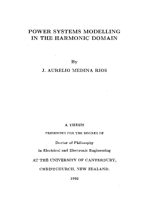(PDF) Power systems modelling in the harmonic domain