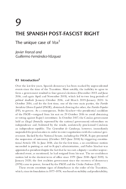 (PDF) The Spanish post-fascist right. The unique case of Vox
