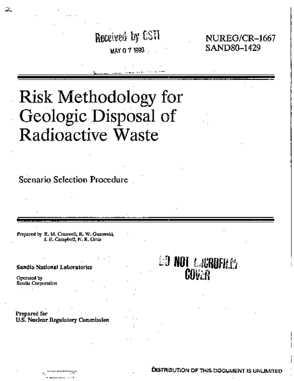 (PDF) Risk methodology for geologic disposal of radioactive waste