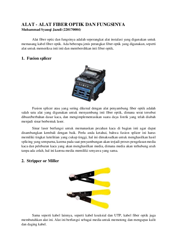 (PDF) ALAT -ALAT FIBER OPTIK DAN FUNGSINYA