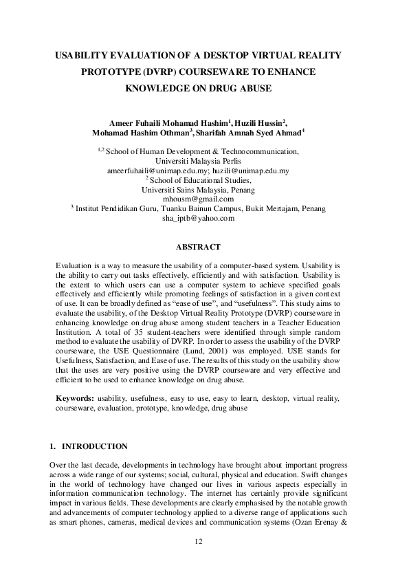 (PDF) Usability Evaluation of a Desktop Virtual Reality Prototype (DVRP ...