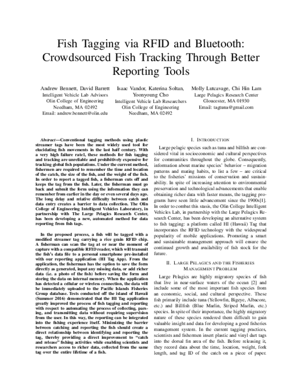 (PDF) Fish tagging via RFID and bluetooth: Crowdsourced fish tracking ...