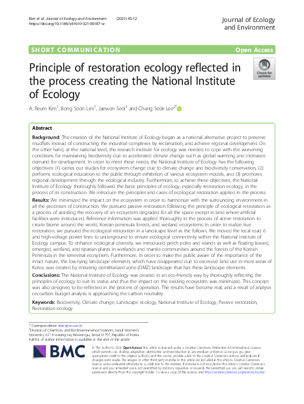 (PDF) Principle of restoration ecology reflected in the process ...