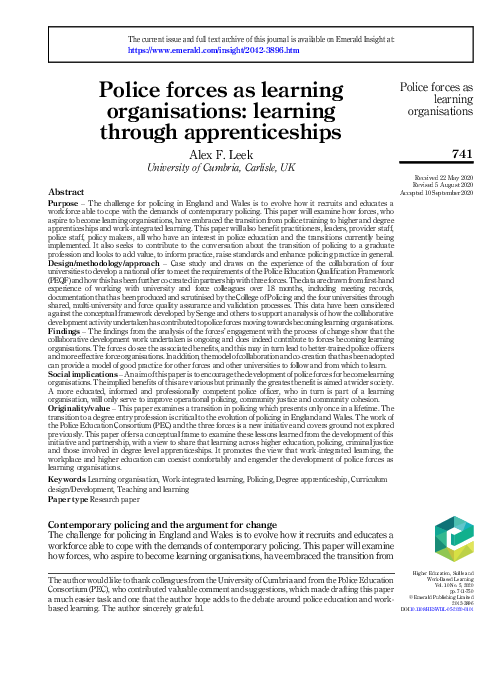 (PDF) Police forces as learning organisations: learning through ...