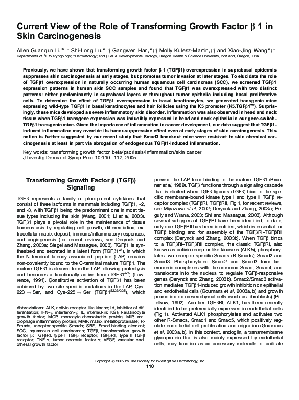 (PDF) Current View of the Role of Transforming Growth Factor beta 1 in ...
