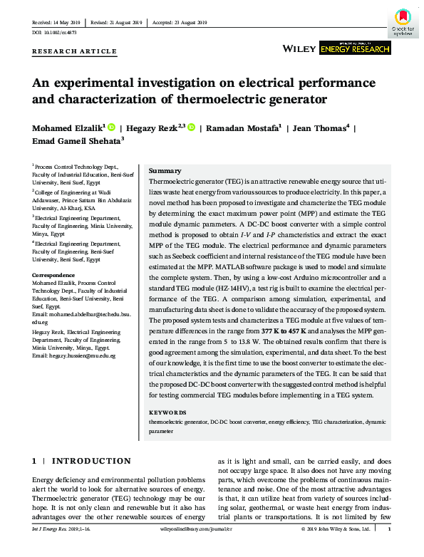 (PDF) An experimental investigation on electrical performance and ...
