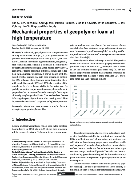 (PDF) Mechanical properties of geopolymer foam at high temperature