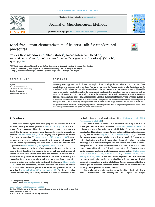 (PDF) Label-free Raman characterization of bacteria calls for ...
