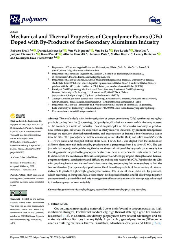 (PDF) Mechanical and Thermal Properties of Geopolymer Foams (GFs) Doped ...