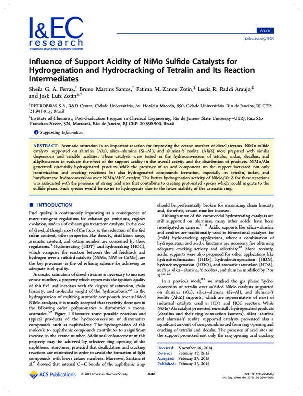 (PDF) Influence of Support Acidity of NiMo Sulfide Catalysts for ...