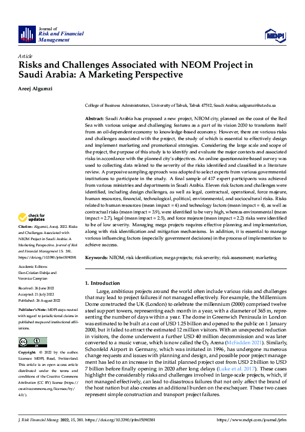 (PDF) Risks and Challenges Associated with NEOM Project in Saudi Arabia ...