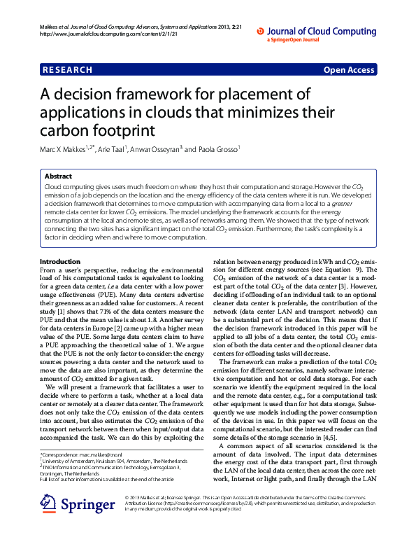 (PDF) A decision framework for placement of applications in clouds that ...