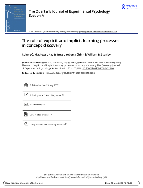 (PDF) The Role of Explicit and Implicit Learning Processes in Concept ...