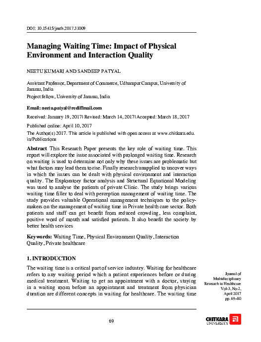 (PDF) Managing Waiting Time: Impact of Physical Environment and ...