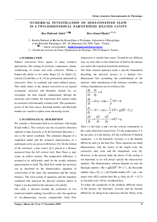 (PDF) Numerical Investigation of Semi-Confined Flow in a Two ...