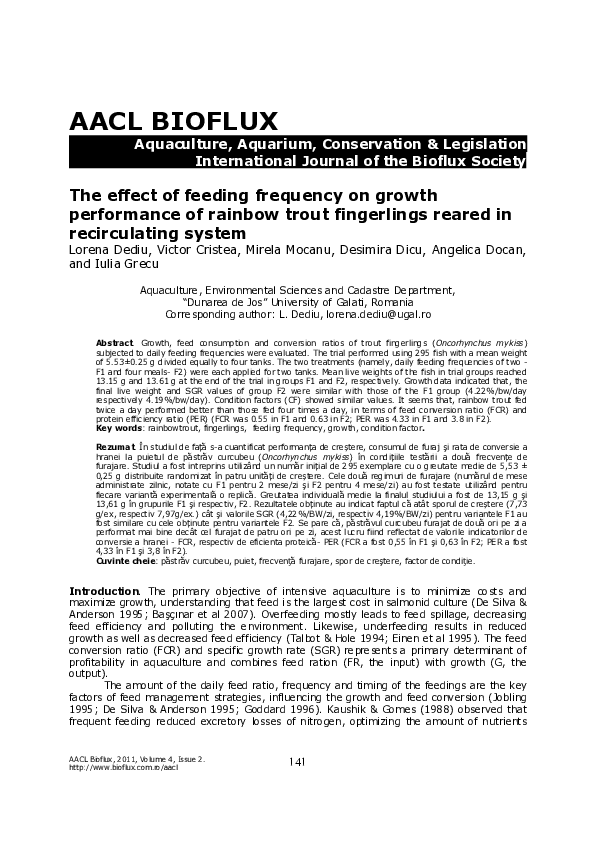(PDF) The effect of feeding frequency on growth performance of rainbow ...