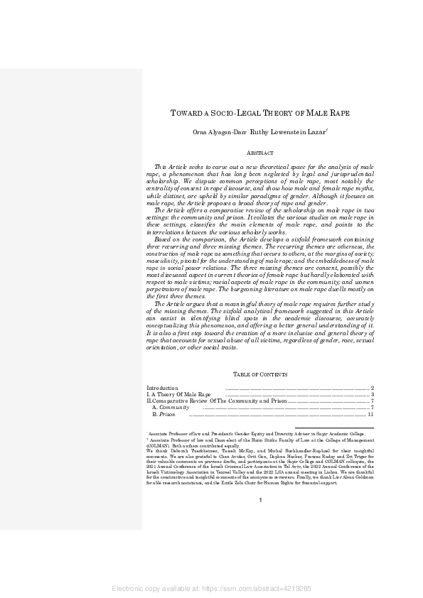 (PDF) Toward A Socio-Legal Theory of Male Rape