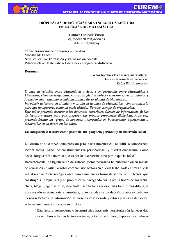(PDF) Propuestas didácticas para incluir la lectura en la clase de ...