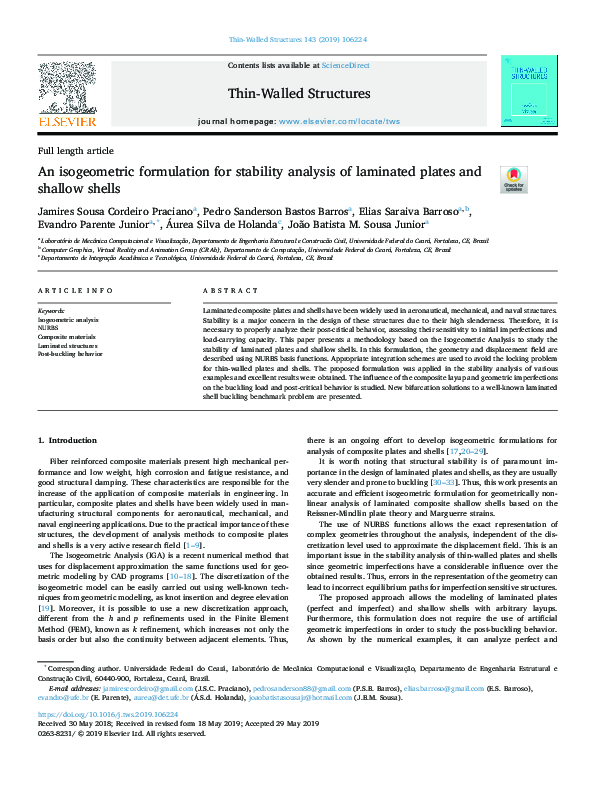 (PDF) An isogeometric formulation for stability analysis of laminated ...
