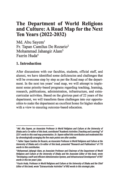 (PDF) The Department of World Religions and Culture: A Road Map for the ...