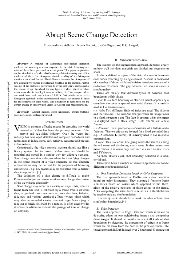  pdf abrupt scene change detection
