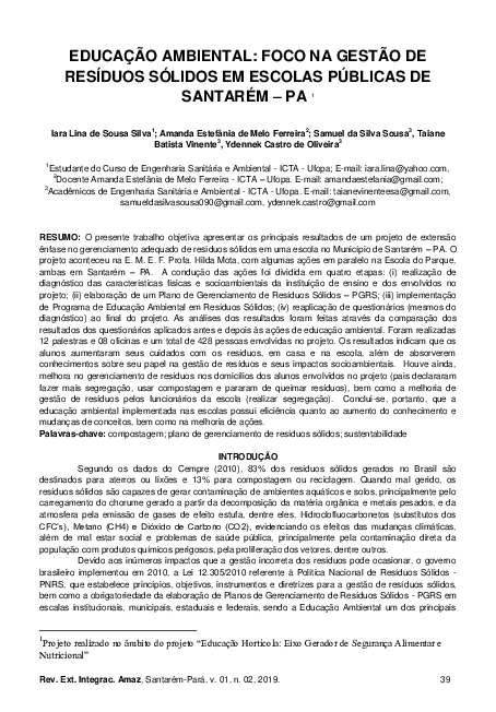 (PDF) Educação Ambiental: Foco Na Gestão De Resíduos Sólidos Em Escolas ...
