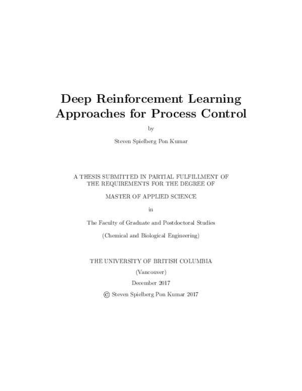 (PDF) Deep reinforcement learning approaches for process control