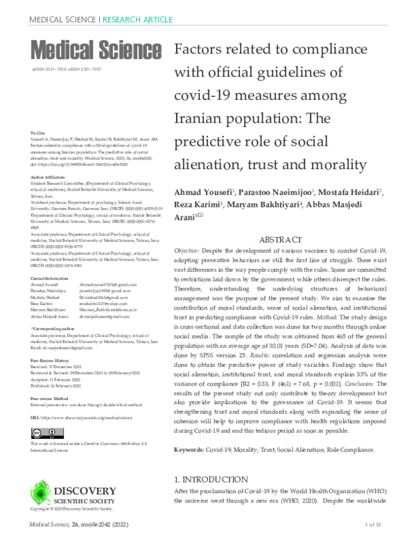 (PDF) Factors related to compliance with official guidelines of covid ...